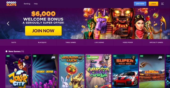 SuperSlots $6000 Welcome Bonus Homepage